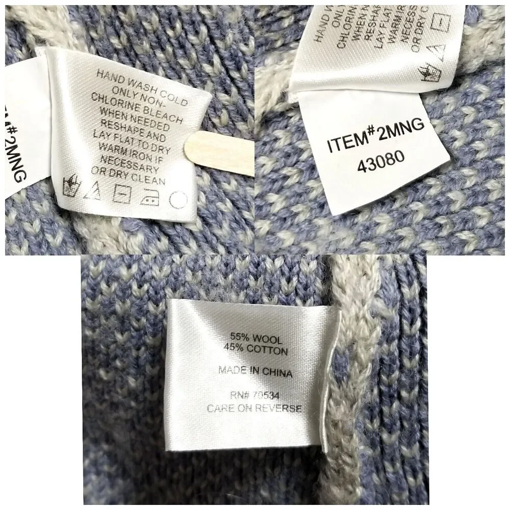 ORVIS Women's Gray Blue Quarter Zip Pullover Sweater Wool Blend Sz Small - Picture 4 of 4